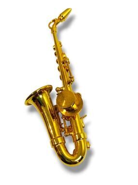 Goldtone‎ Saxophone Pin Jewelry 2.5" Musical Instrument